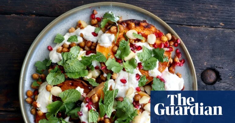 Roasted butternut pumpkin with chickpeas and tahini mandarin yoghurt – recipe | australian food and drink