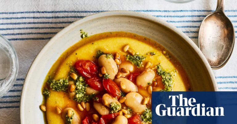 Rukmini iyer’s quick and easy recipe for cheesy polenta with tomatoes, butter beans and pesto | main course