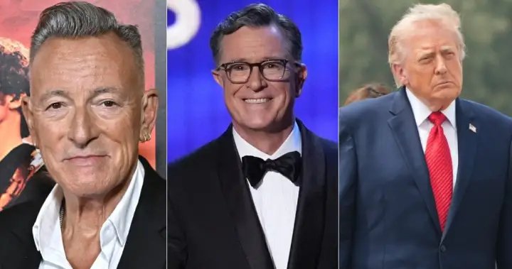 Bruce springsteen says colbert was cancelled because trump ‘can’t take a joke’ - national Bruce springsteen colbert cancelled trump