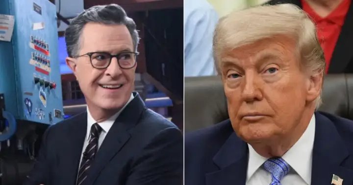 Trump calls stephen colbert ‘no talent’ as he signs off final ‘late show’ - national Donald trump stephen colbert the late show